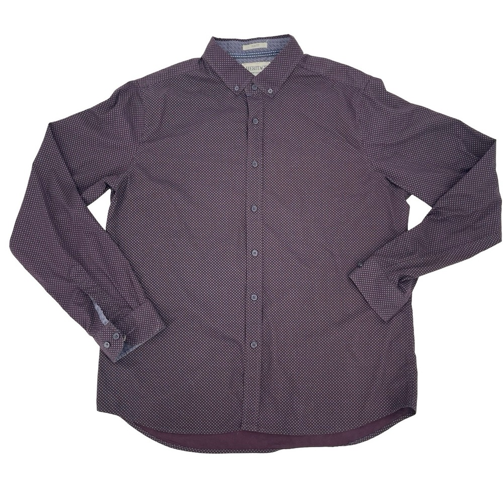 Heritage Report Collection Men's Slim Fit Button-Down Shirt Purple Geometric XL